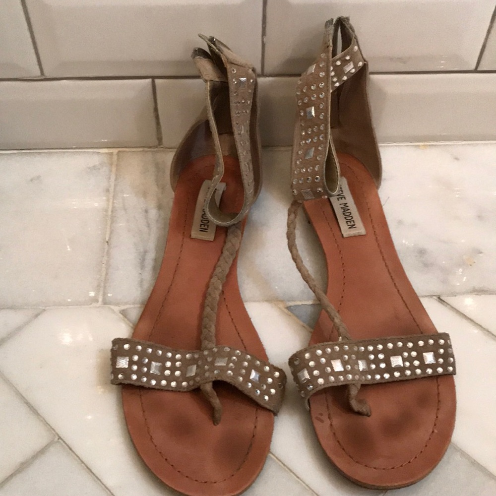 Taupe rhinestoned sandals